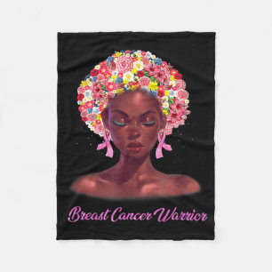 In October We Wear Pink Black Woman Breast Cancer  Fleece Blanket