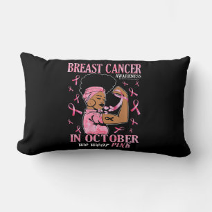 In October We Wear Pink Black Woman Breast Cancer  Lumbar Cushion