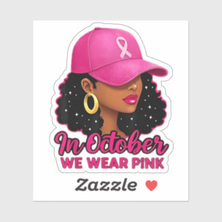 in October We Wear Pink Black Women Breast Cancer 