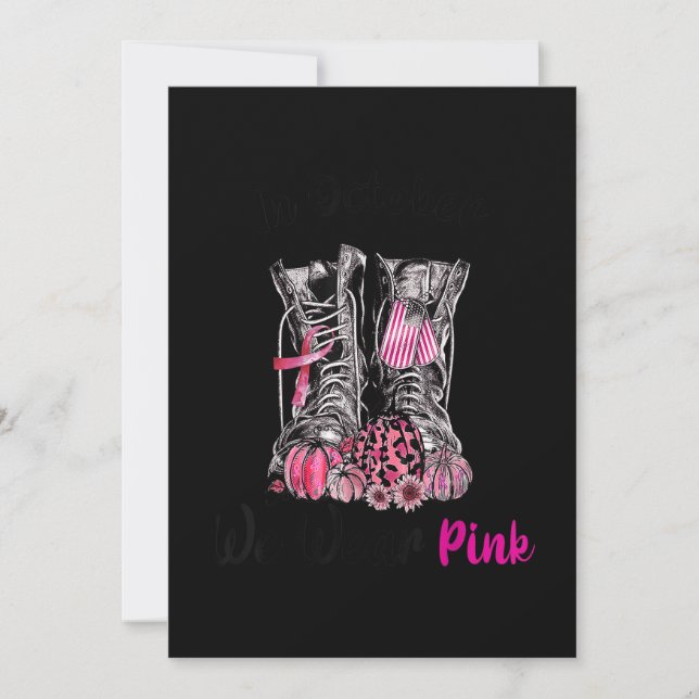 In October We Wear Pink Boot Veteran Breast Cancer Save The Date (Front)