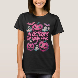 In October We Wear Pink Bootleg Halloween Design T-Shirt
