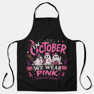 in October We Wear Pink Breast Cancer Awareness Apron