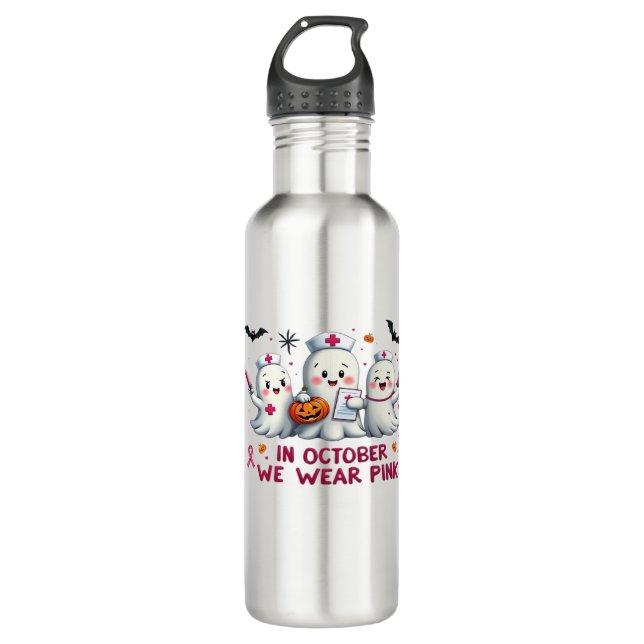 in october we wear pink breast cancer awareness Cl 710 Ml Water Bottle (Front)