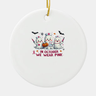 in october we wear pink breast cancer awareness Cl Ceramic Tree Decoration