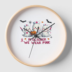 in october we wear pink breast cancer awareness Cl Clock