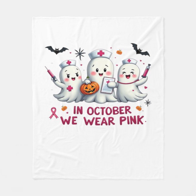 in october we wear pink breast cancer awareness Cl Fleece Blanket (Front)