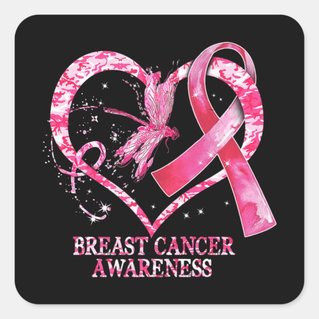 In October We Wear Pink Breast Cancer Awareness Dr Square Sticker (Front)