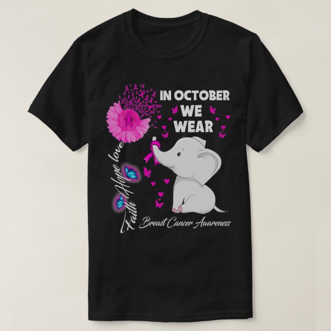 In October We Wear Pink Breast Cancer Awareness El T-Shirt (Design Front)