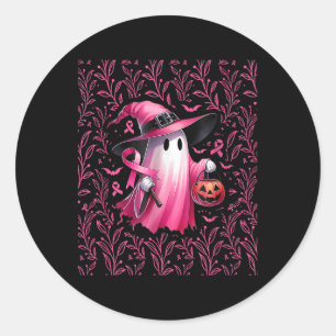In October We Wear Pink Breast Cancer Awareness Ha Classic Round Sticker