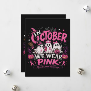 in October We Wear Pink Breast Cancer Awareness Holiday Card