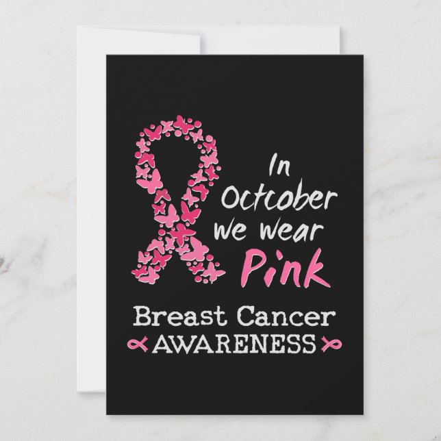 In October we wear pink Breast Cancer Awareness Invitation (Front)