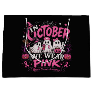 in October We Wear Pink Breast Cancer Awareness Large Gift Bag