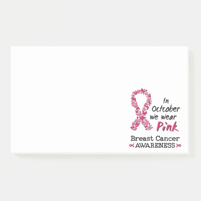 In October we wear pink Breast Cancer Awareness Post-it Notes (Front)