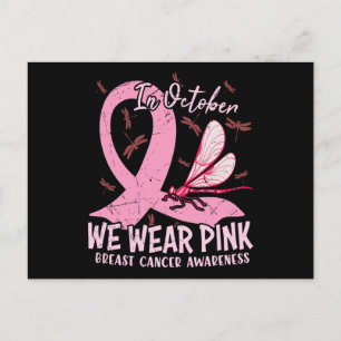 In October We Wear Pink Breast Cancer Awareness Postcard