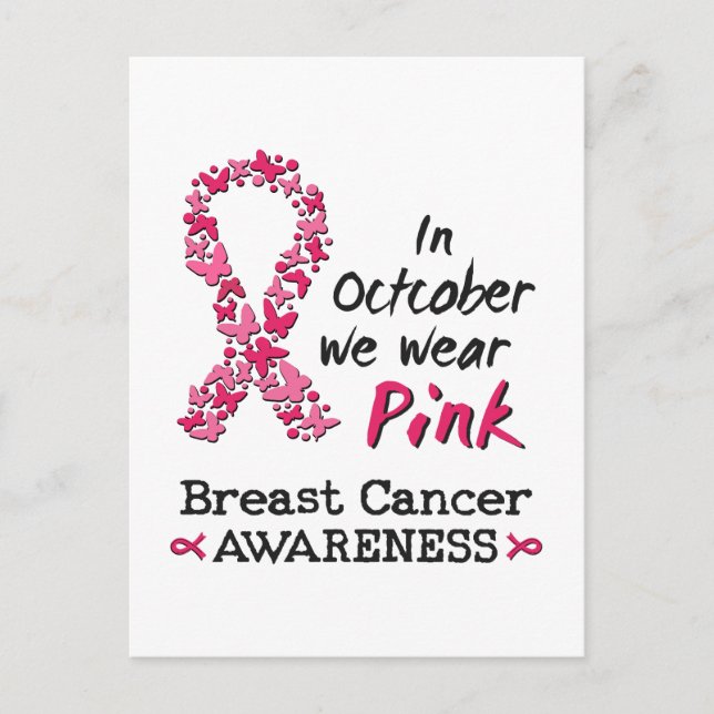 In October we wear pink Breast Cancer Awareness Postcard (Front)
