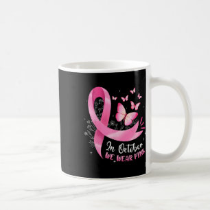 In October We Wear Pink Breast Cancer Butterfly Pi Coffee Mug
