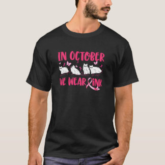 In October We Wear Pink Breast Cancer Cat Ghost Ha T-Shirt