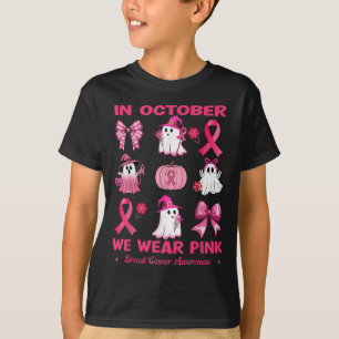 In October We Wear Pink Breast Cancer Cute Ghosts T-Shirt