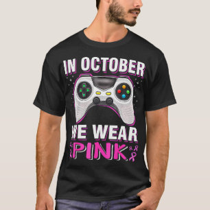 In October We Wear Pink Breast Cancer Gaming Kids  T-Shirt