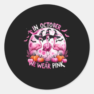 In October We Wear Pink Breast Cancer Halloween Classic Round Sticker