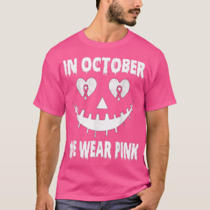 In October We Wear Pink Breast Cancer Jackolantern T-Shirt