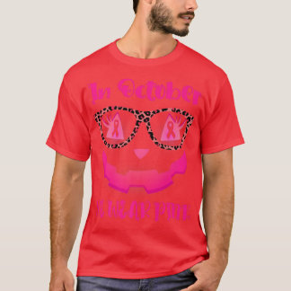 In October We Wear Pink Breast Cancer Jackolantern T-Shirt