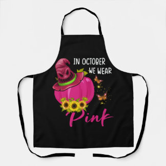 In October We Wear Pink Breast Cancer Pink Pumpkin Apron