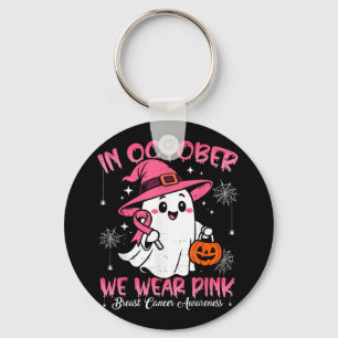 In October We Wear Pink Breast Cancer Shirts Women Key Ring
