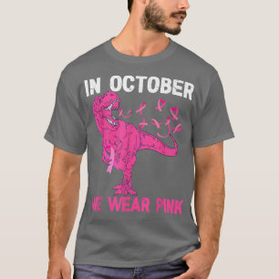 In October We Wear Pink Breast Cancer Tre Dino Kid T-Shirt