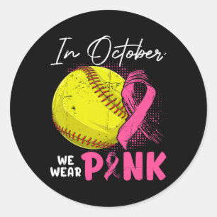 In October We Wear Pink Breast Cancer Warrior Soft Classic Round Sticker