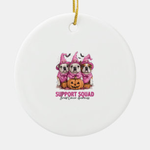 In October We Wear Pink Bulldog Halloween Breast C Ceramic Tree Decoration