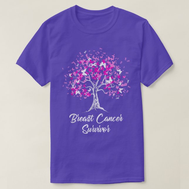 In October We Wear Pink Butterflies Tree Breast Ca T-Shirt (Design Front)