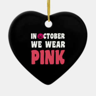 In October We Wear Pink Cancer Awareness Ceramic Tree Decoration