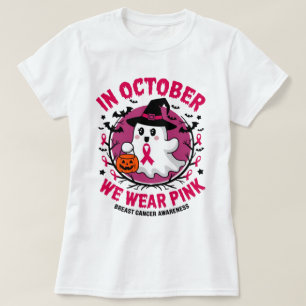 In October We Wear Pink Cancer Awareness Halloween T-Shirt