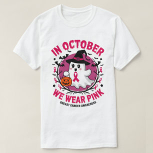 In October We Wear Pink Cancer Awareness Halloween T-Shirt