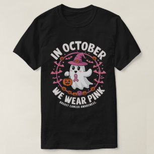 In October We Wear Pink Cancer Awareness Halloween T-Shirt
