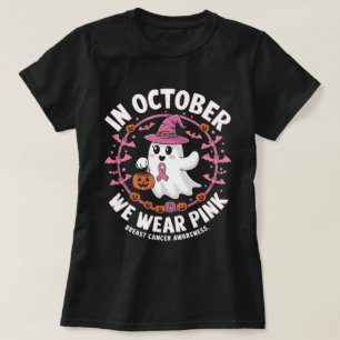 In October We Wear Pink Cancer Awareness Halloween T-Shirt