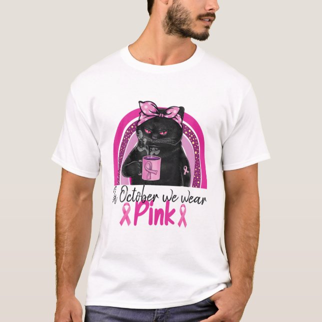 In October We Wear Pink Cat T-Shirt (Front)