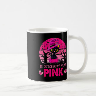 In October We Wear Pink Cute Cat Breast Cancer Awa Coffee Mug