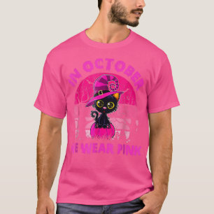 In October We Wear Pink Cute Cat Breast Cancer Awa T-Shirt