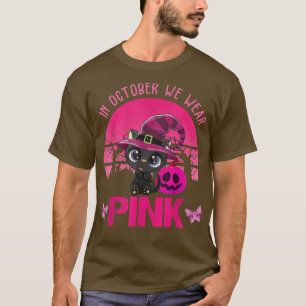 In October We Wear Pink Cute Cat Breast Cancer Awa T-Shirt