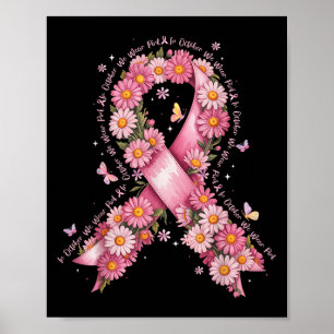 In October We Wear Pink Daisy Floral Ribbon Breast Poster
