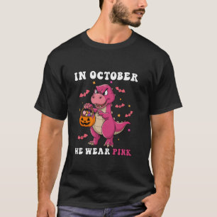 In October We Wear Pink Dinosaur Boys Kids Breast T-Shirt
