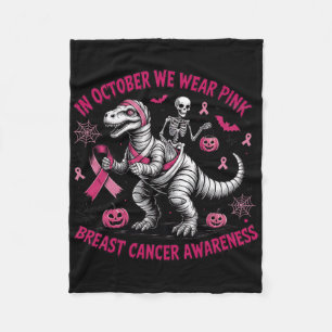 In October We Wear Pink Dinosaur Skeleton Breast C Fleece Blanket