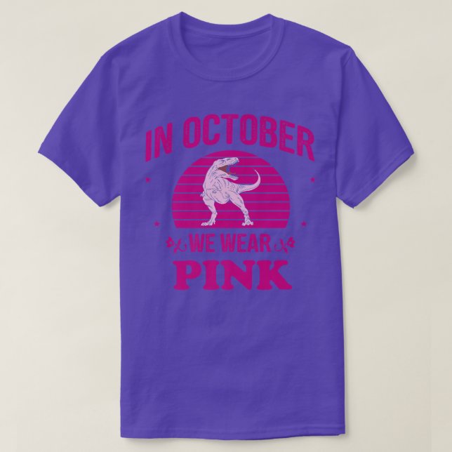 In October We Wear Pink Dinosaurs Witch Breast Can T-Shirt (Design Front)