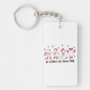 In October We Wear Pink Duck Design 🎀🦆💗 Key Ring