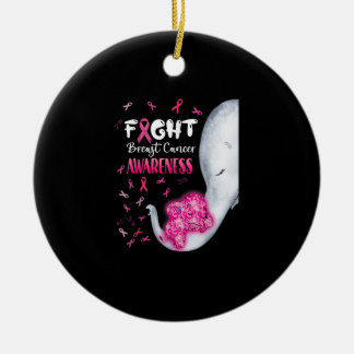 In October We Wear Pink Elephant Breast Cancer Mon Ceramic Tree Decoration