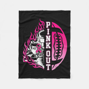 In October We Wear Pink Football Breast Cancer Awa Fleece Blanket