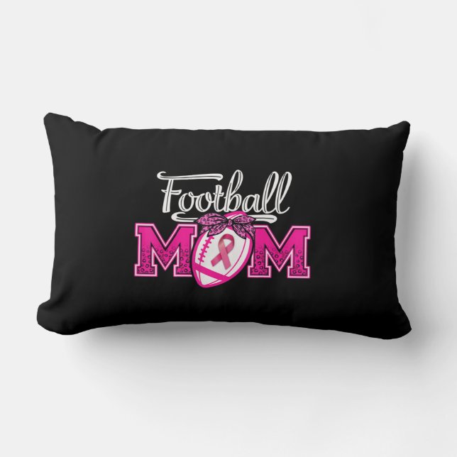 In October We Wear Pink Football Mum Breast Cancer Lumbar Cushion (Front)