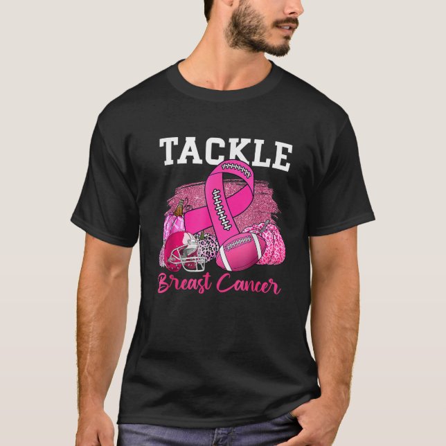 In October We Wear Pink Football Pumpkin Breast Ca T-Shirt (Front)